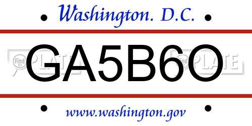 GA5B6O District Of Columbia License Plate