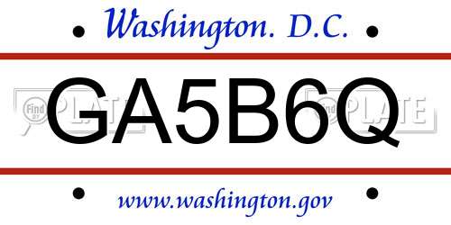 GA5B6Q District Of Columbia License Plate