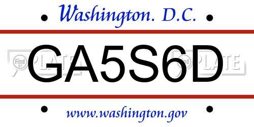 GA5S6D District Of Columbia License Plate