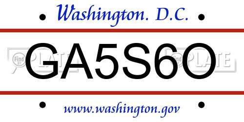GA5S6O District Of Columbia License Plate