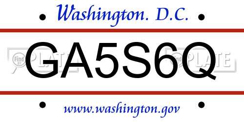 GA5S6Q District Of Columbia License Plate