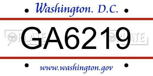GA6219 District Of Columbia License Plate