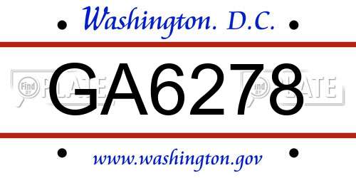 GA6278 District Of Columbia License Plate