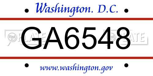 GA6548 District Of Columbia License Plate