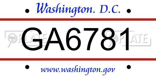 GA6781 District Of Columbia License Plate