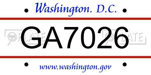 GA7026 District Of Columbia License Plate