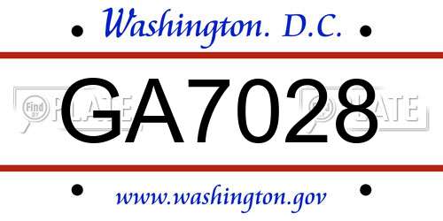 GA7028 District Of Columbia License Plate