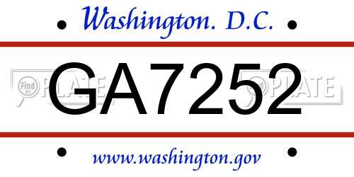 GA7252 District Of Columbia License Plate