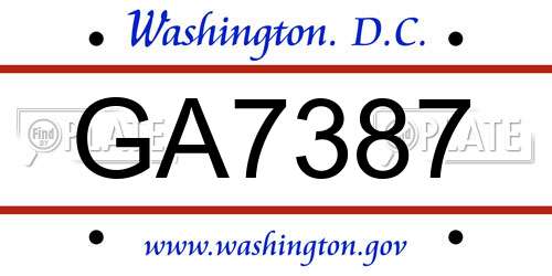 GA7387 District Of Columbia License Plate