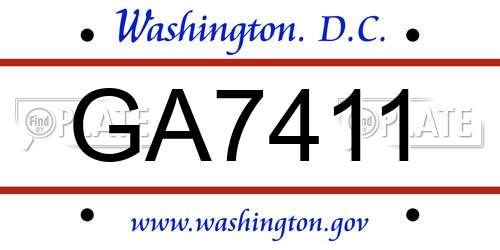 GA7411 District Of Columbia License Plate