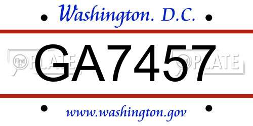GA7457 District Of Columbia License Plate