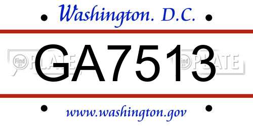 GA7513 District Of Columbia License Plate