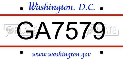GA7579 District Of Columbia License Plate