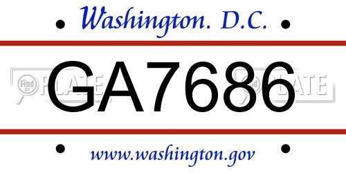 GA7686 District Of Columbia License Plate