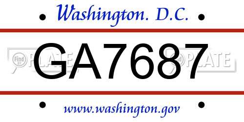 GA7687 District Of Columbia License Plate