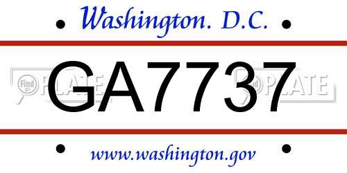 GA7737 District Of Columbia License Plate