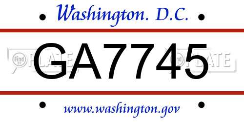 GA7745 District Of Columbia License Plate