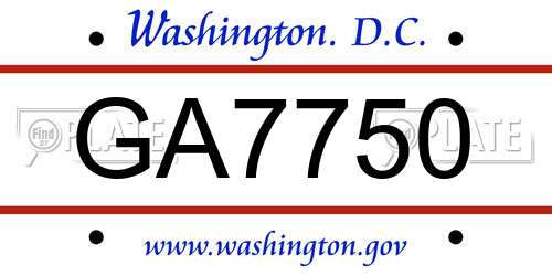 GA7750 District Of Columbia License Plate