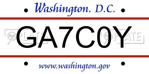 GA7C0Y District Of Columbia License Plate
