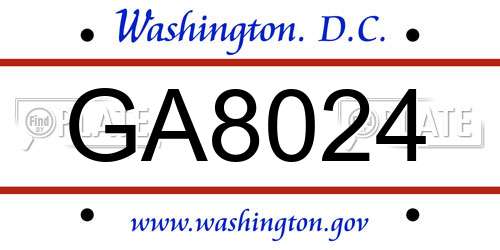 GA8024 District Of Columbia License Plate