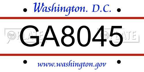 GA8045 District Of Columbia License Plate