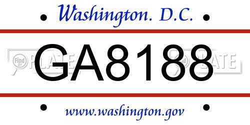 GA8188 District Of Columbia License Plate