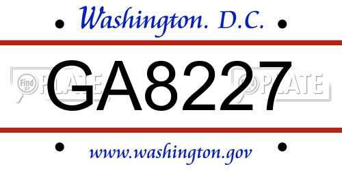 GA8227 District Of Columbia License Plate