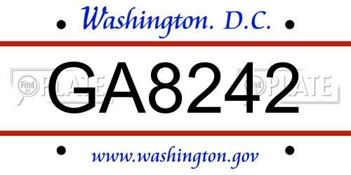 GA8242 District Of Columbia License Plate