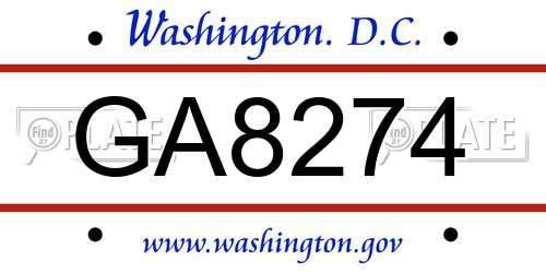 GA8274 District Of Columbia License Plate