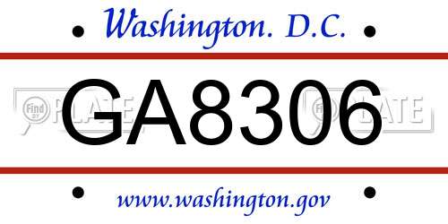 GA8306 District Of Columbia License Plate