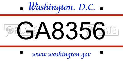 GA8356 District Of Columbia License Plate