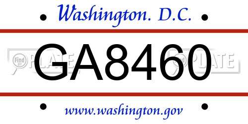 GA8460 District Of Columbia License Plate
