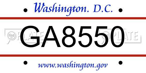 GA8550 District Of Columbia License Plate