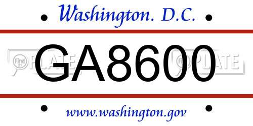 GA8600 District Of Columbia License Plate