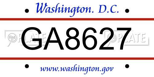GA8627 District Of Columbia License Plate