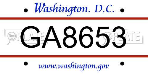 GA8653 District Of Columbia License Plate