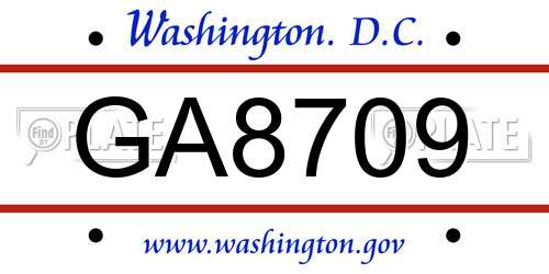 GA8709 District Of Columbia License Plate