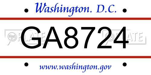 GA8724 District Of Columbia License Plate