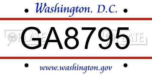 GA8795 District Of Columbia License Plate