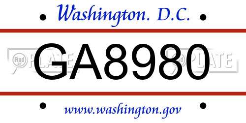 GA8980 District Of Columbia License Plate
