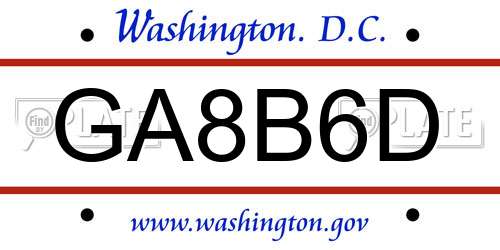GA8B6D District Of Columbia License Plate