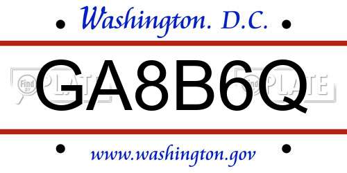 GA8B6Q District Of Columbia License Plate