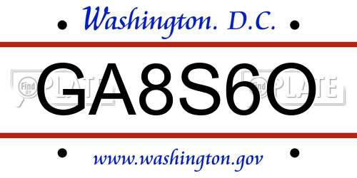 GA8S6O District Of Columbia License Plate