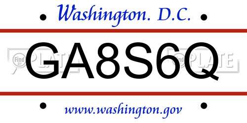 GA8S6Q District Of Columbia License Plate