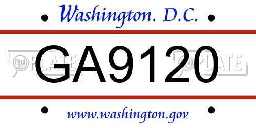 GA9120 District Of Columbia License Plate
