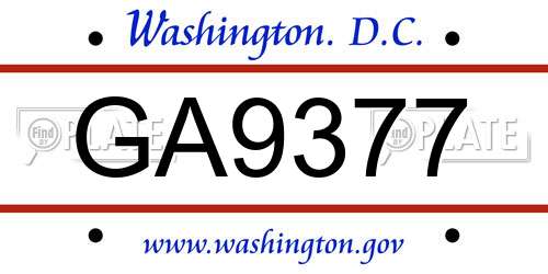 GA9377 District Of Columbia License Plate