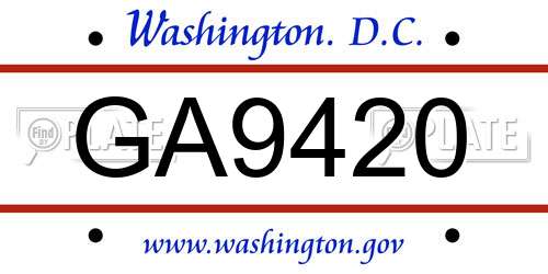 GA9420 District Of Columbia License Plate
