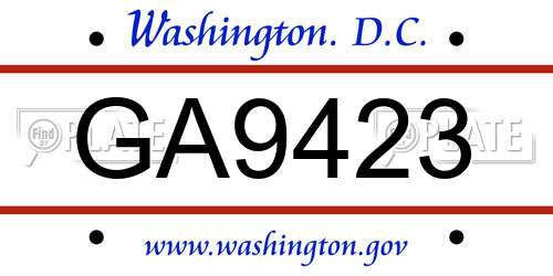 GA9423 District Of Columbia License Plate