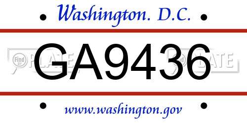 GA9436 District Of Columbia License Plate