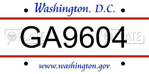 GA9604 District Of Columbia License Plate